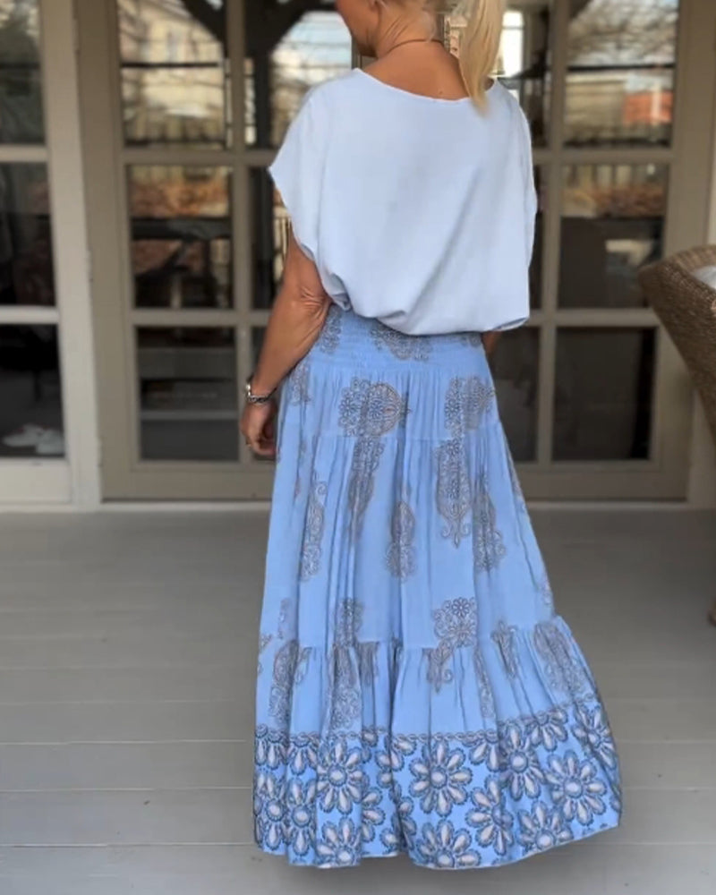 Myla | Skirt with Floral Inserts and Pleats