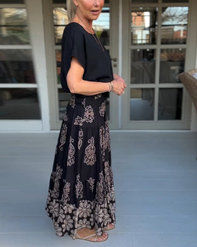 Myla | Skirt with Floral Inserts and Pleats