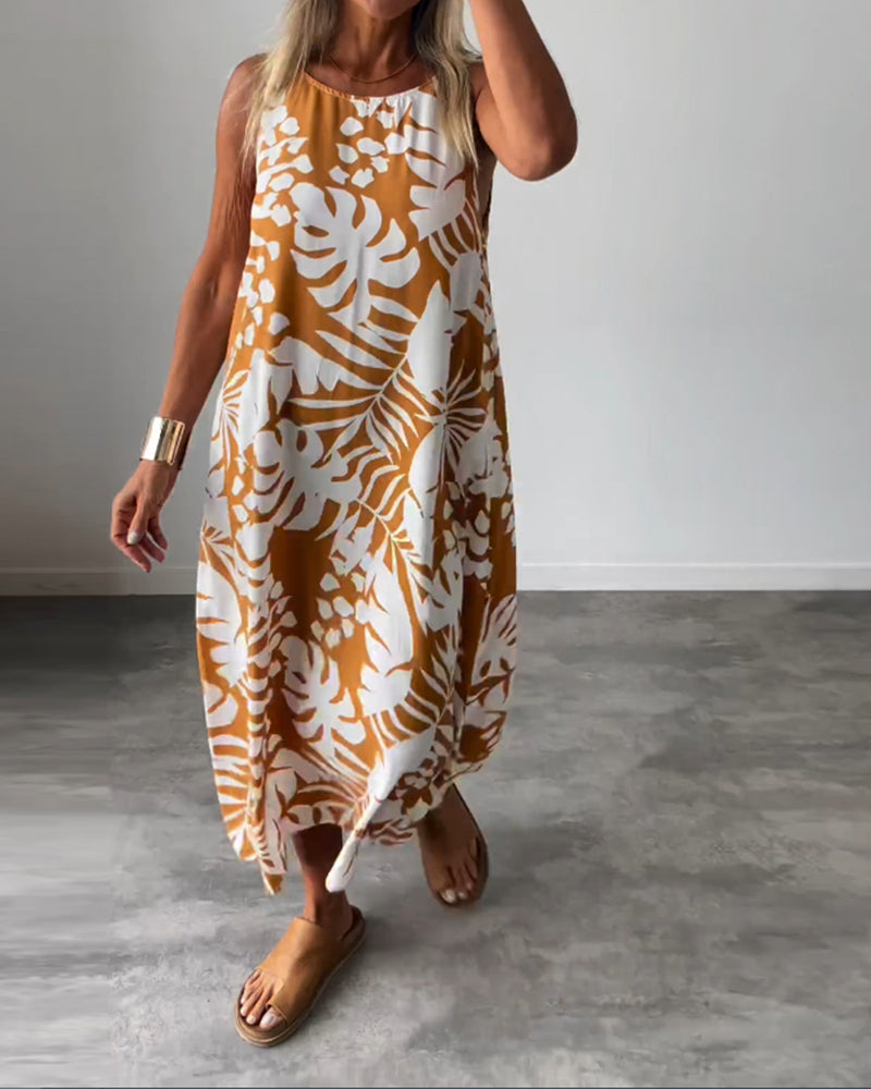 Myla | Casual, Sleeveless Dress with Leaf Pattern