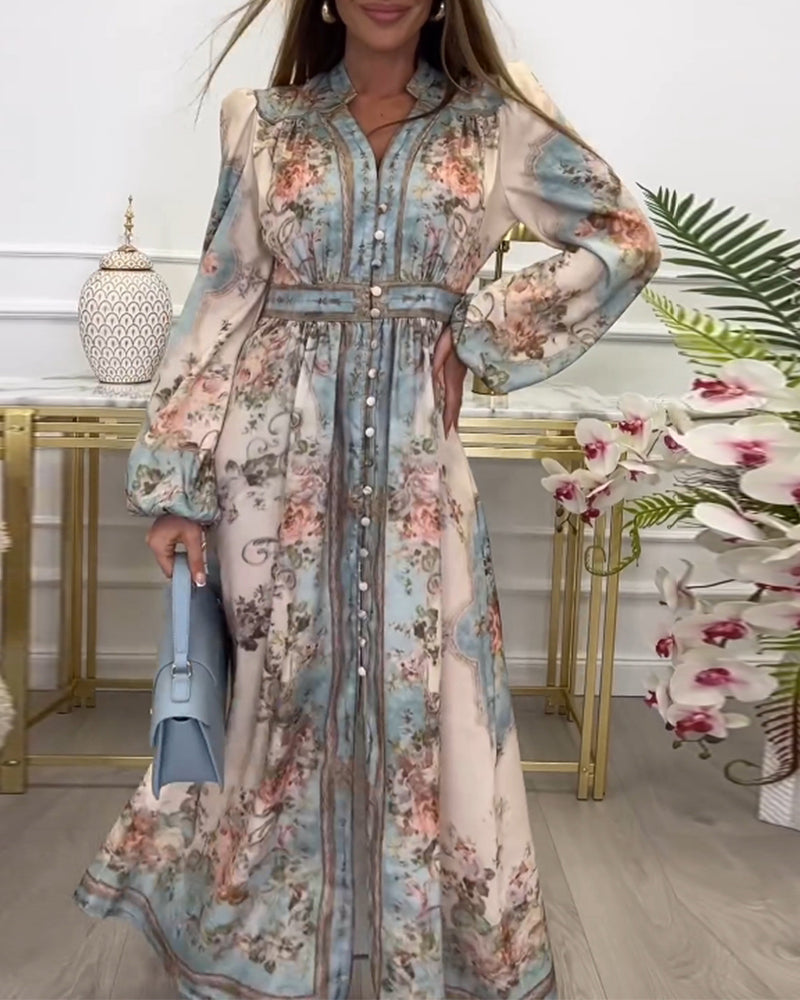Myla | Long Dress with Buttoned Floral Print