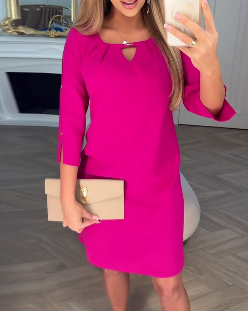Myla | Dress Elegant Solid Hollow Straight