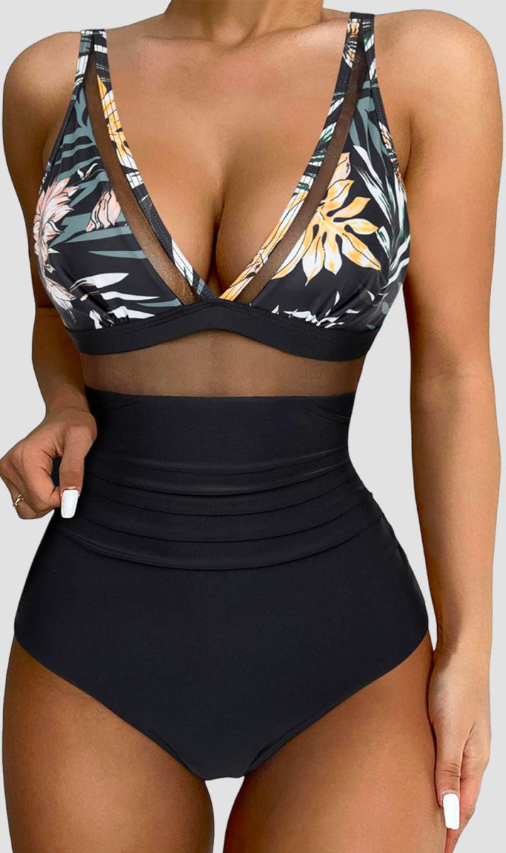 Myla | Women Sexy Mesh Tummy Control Swimsuit Push Up High Waisted Bathing Suit