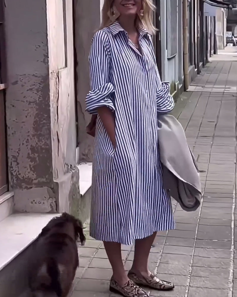 Myla | Striped Dress with Flap Pocket