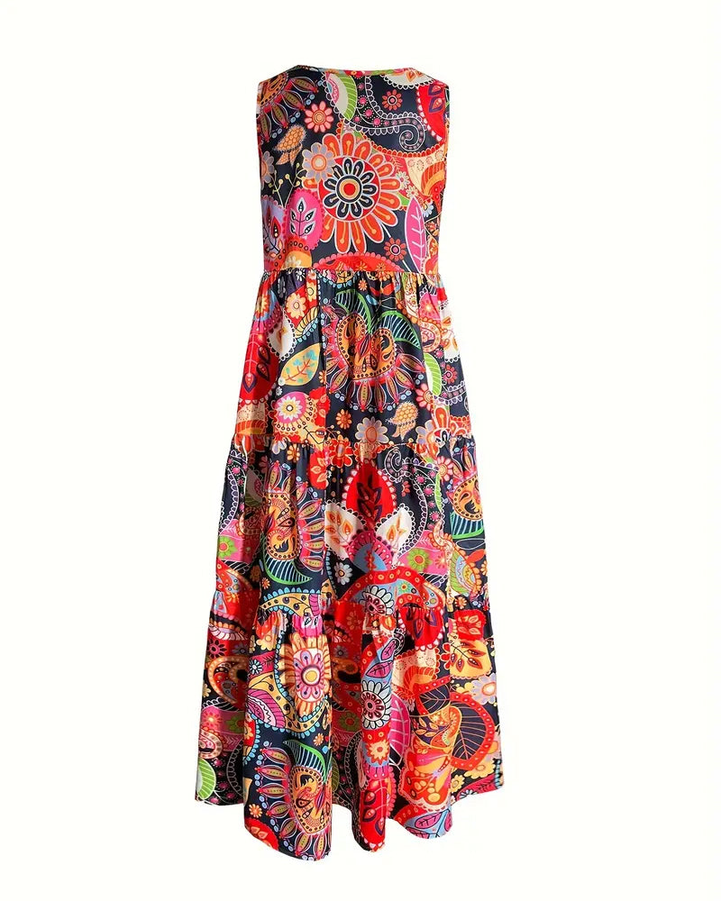Myla | Sleeveless, Loose, Long Dress with Print