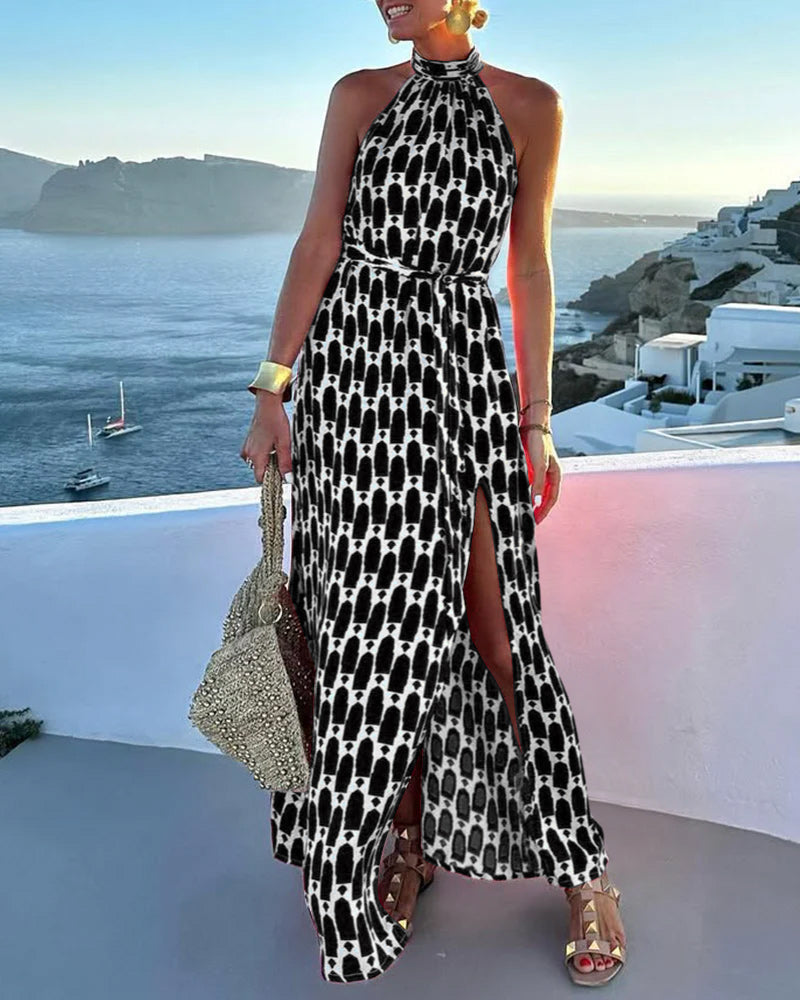Myla | Dress Halter Beach Vacation Print
