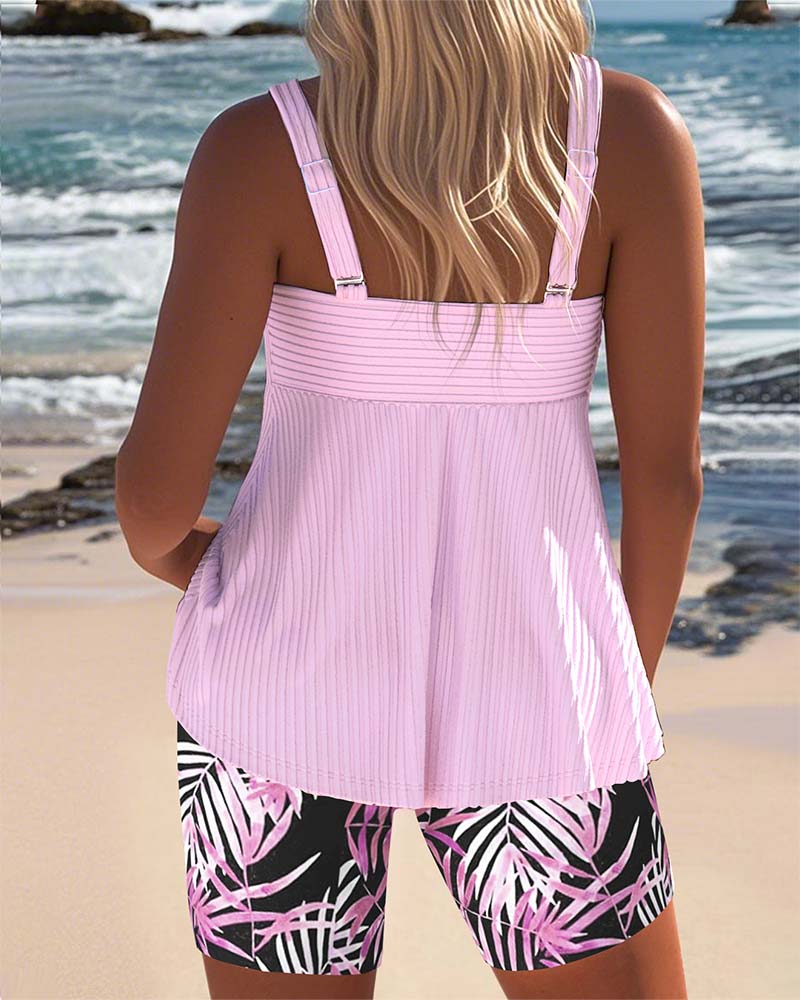 Myla | Tankini Striped Vest with Printed Beach Pants