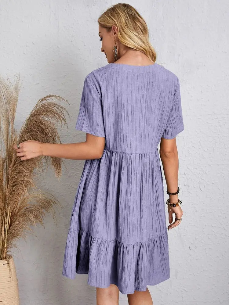 Myla | Ruffle V-Neck Mini Dress with Short Sleeves