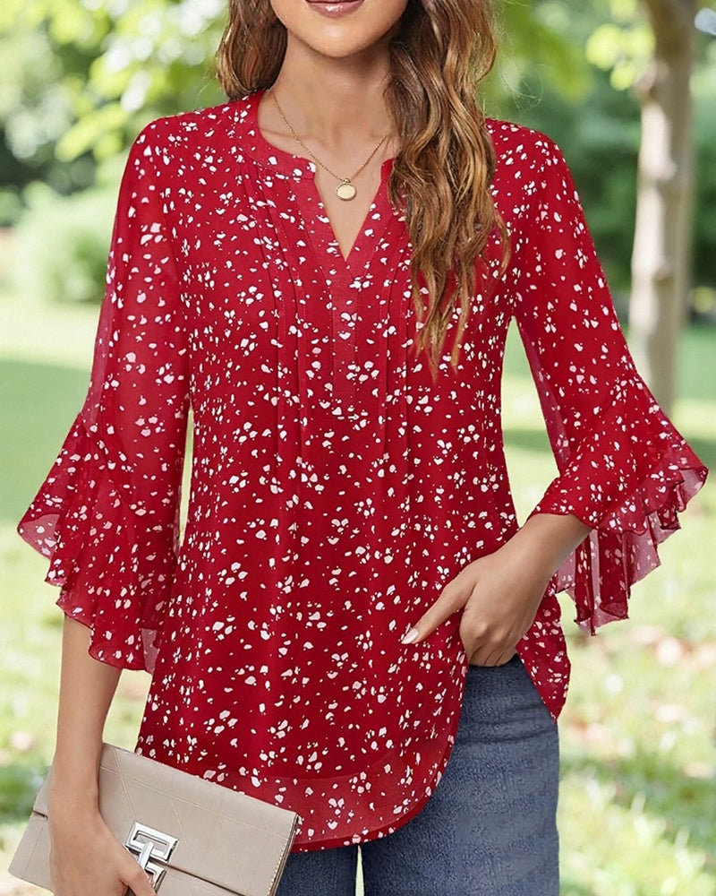 Myla | Blouse with Polka Dot Pattern and Ruffles