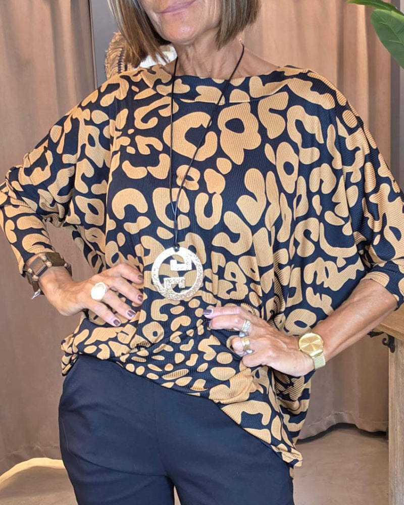 Myla | Blouse Round Neck Batwing Sleeve Print