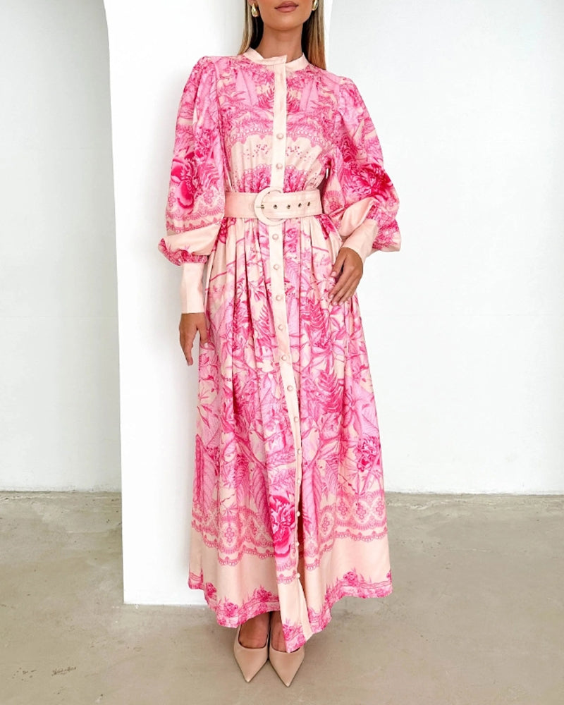Myla | Dress with Button Placket and Lantern Sleeves