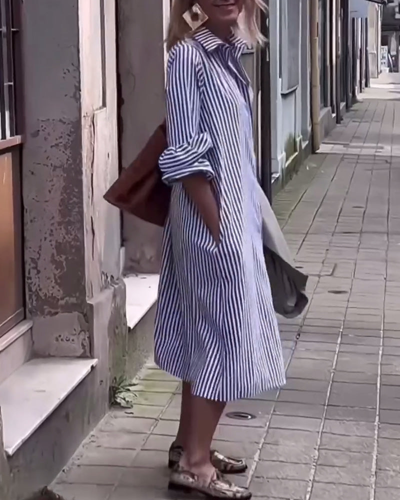Myla | Striped Dress with Flap Pocket