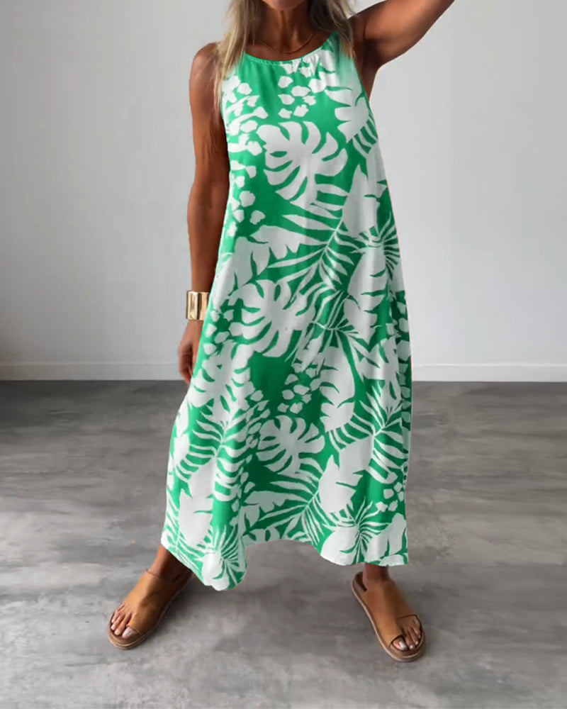 Myla | Casual, Sleeveless Dress with Leaf Pattern