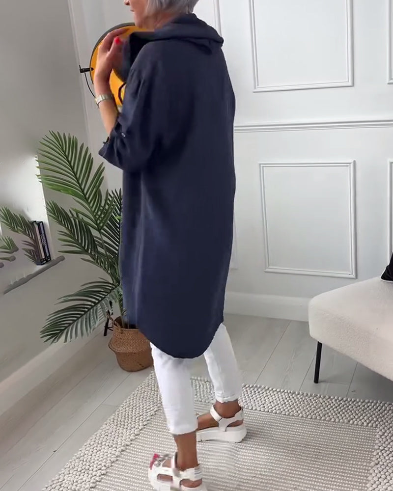Myla | Coat with Hood and Button Letter Print