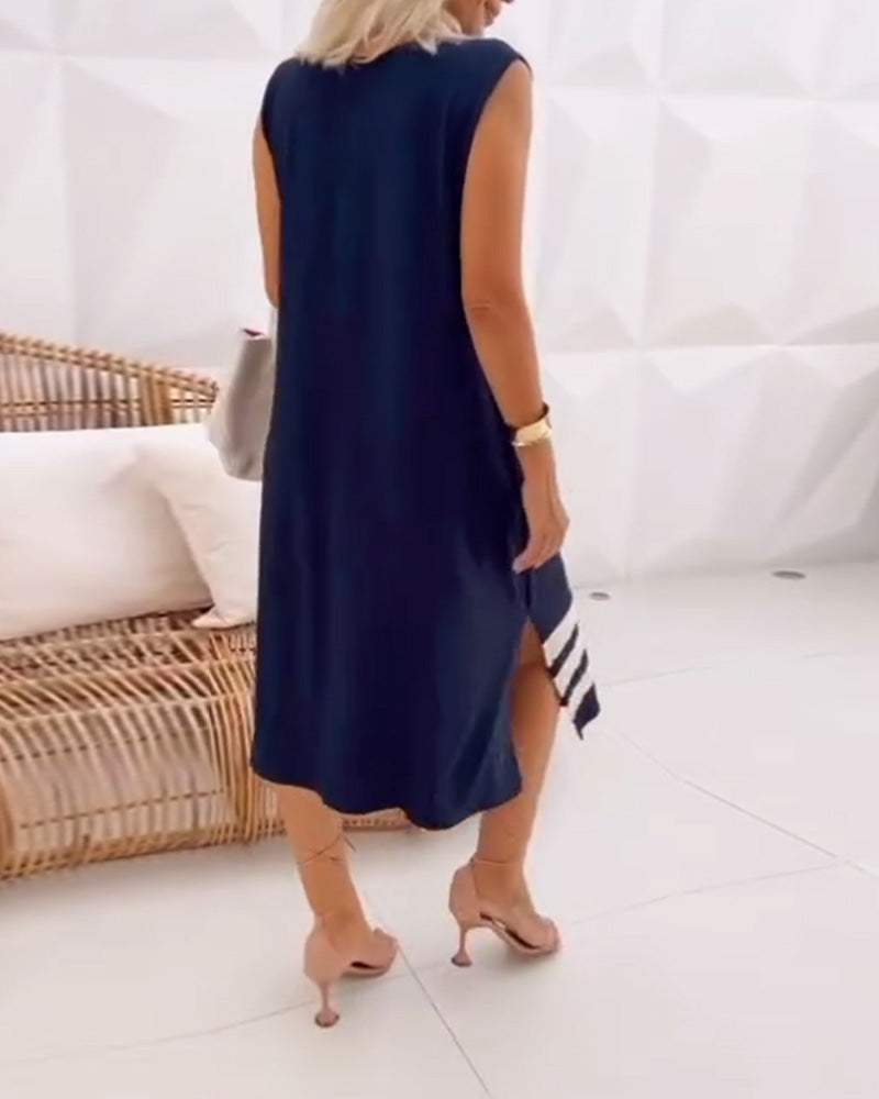 Myla | Dress Elegant Sleeveless Leaf Pattern