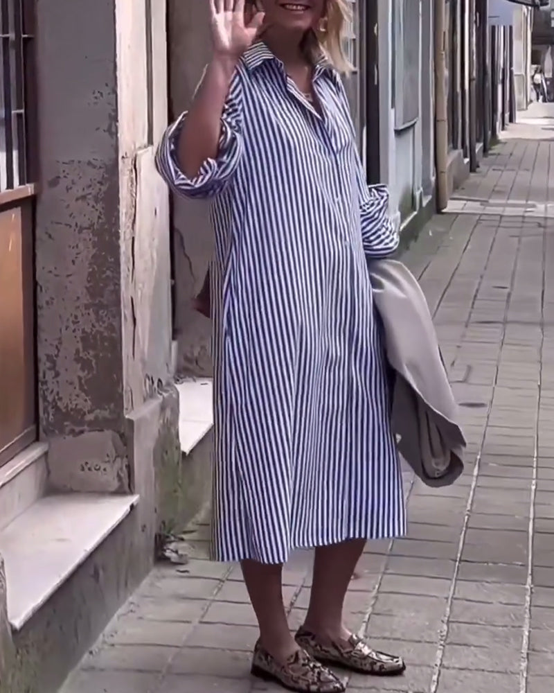 Myla | Striped Dress with Flap Pocket