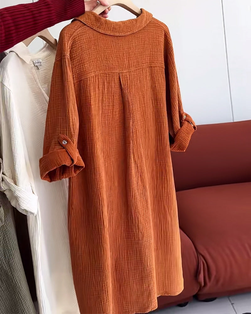 Myla | Dress Long Sleeve Solid Simple Collar