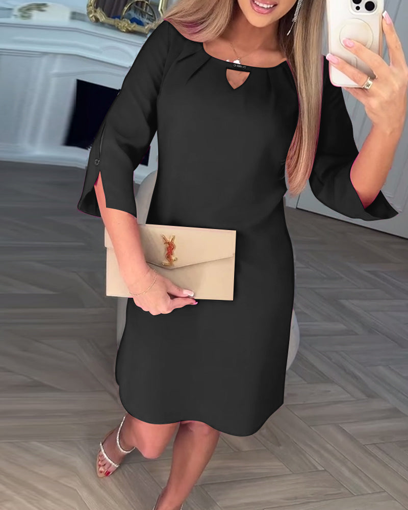 Myla | Dress Elegant Solid Hollow Straight