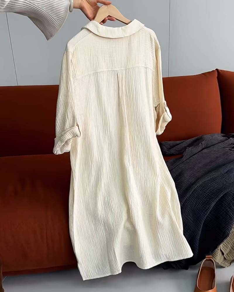 Myla | Dress Long Sleeve Solid Simple Collar