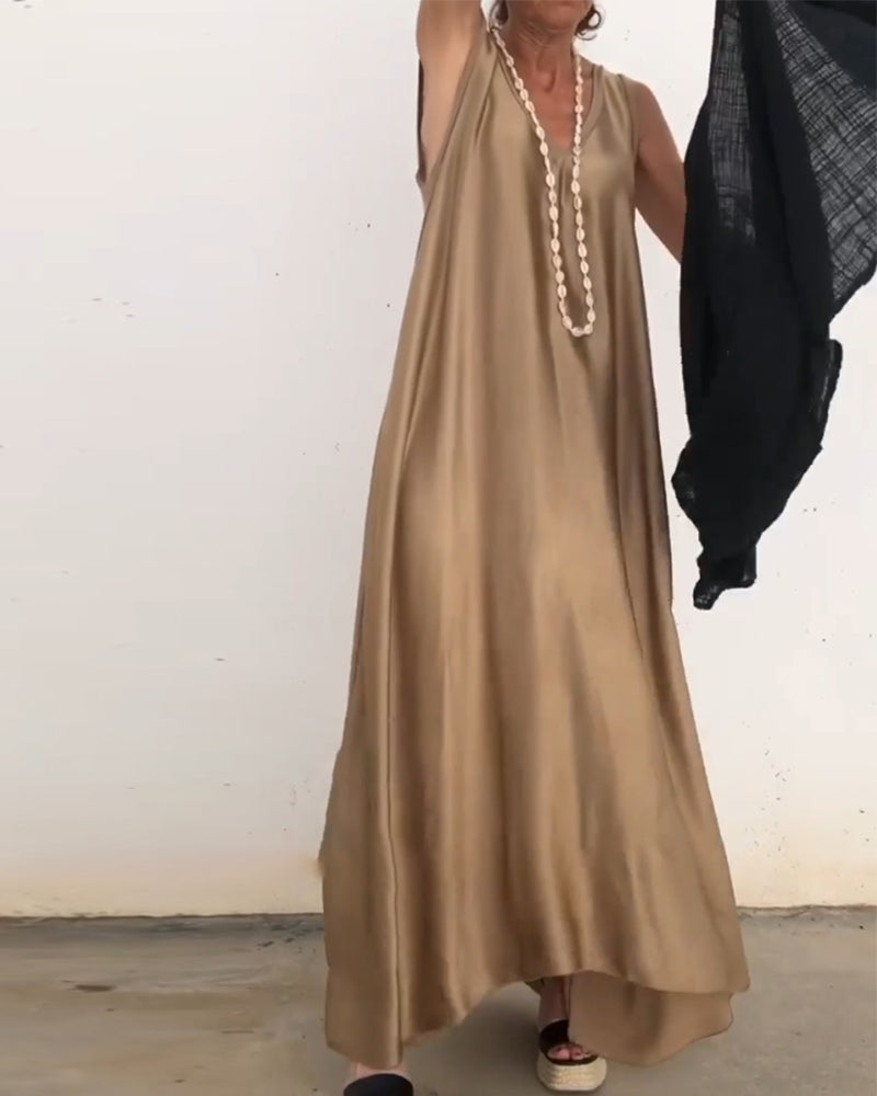 Myla | Sleeveless Long Dress with Round Neck