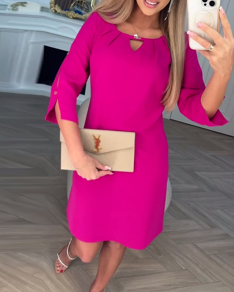 Myla | Dress Elegant Solid Hollow Straight