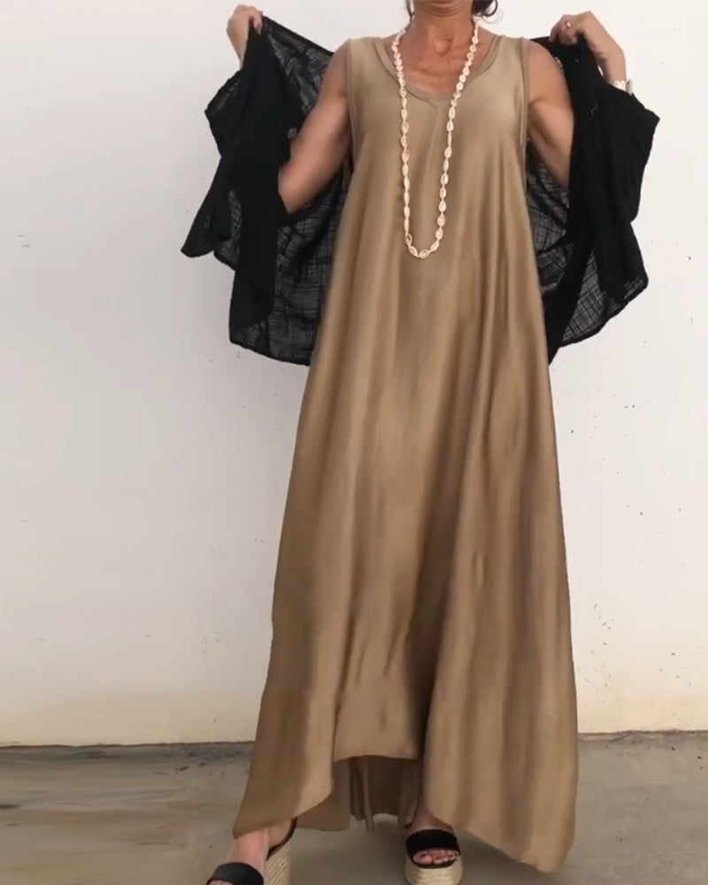Myla | Sleeveless Long Dress with Round Neck