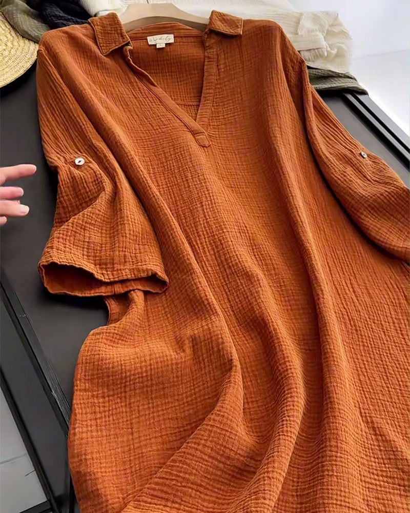 Myla | Dress Long Sleeve Solid Simple Collar