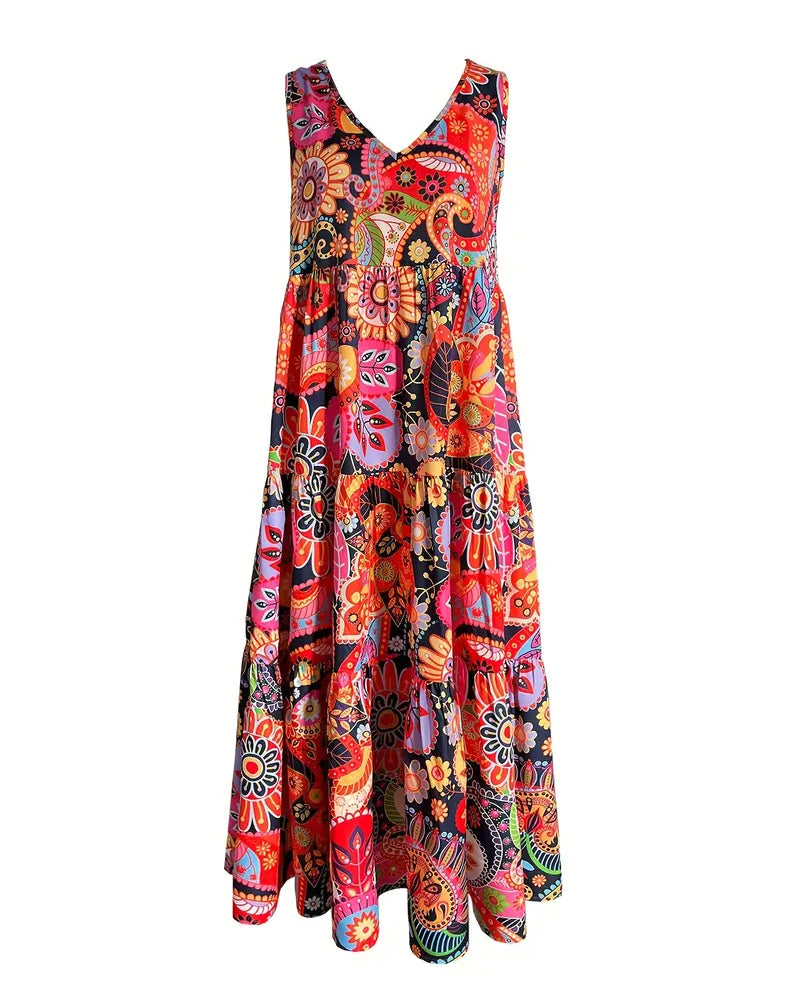 Myla | Sleeveless, Loose, Long Dress with Print