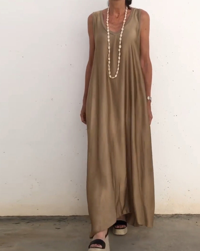 Myla | Sleeveless Long Dress with Round Neck