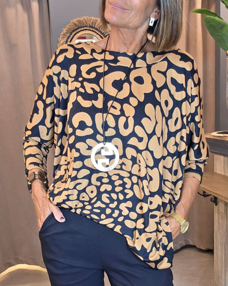 Myla | Blouse Round Neck Batwing Sleeve Print