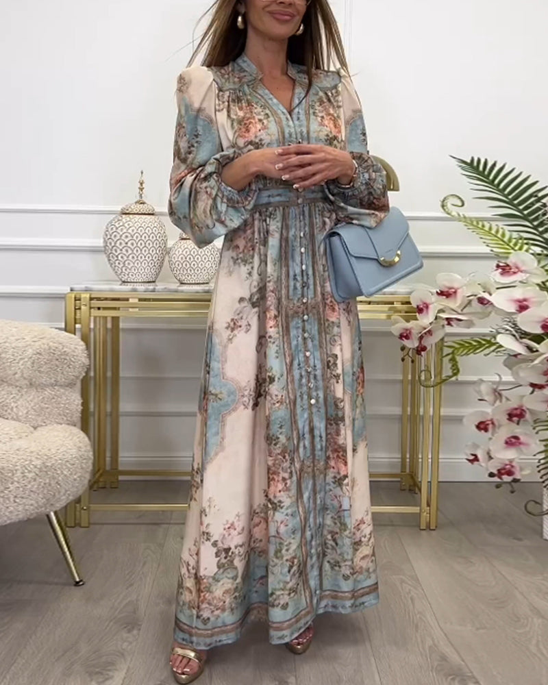 Myla | Long Dress with Buttoned Floral Print