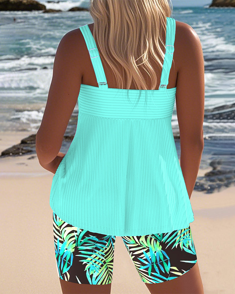 Myla | Tankini Striped Vest with Printed Beach Pants