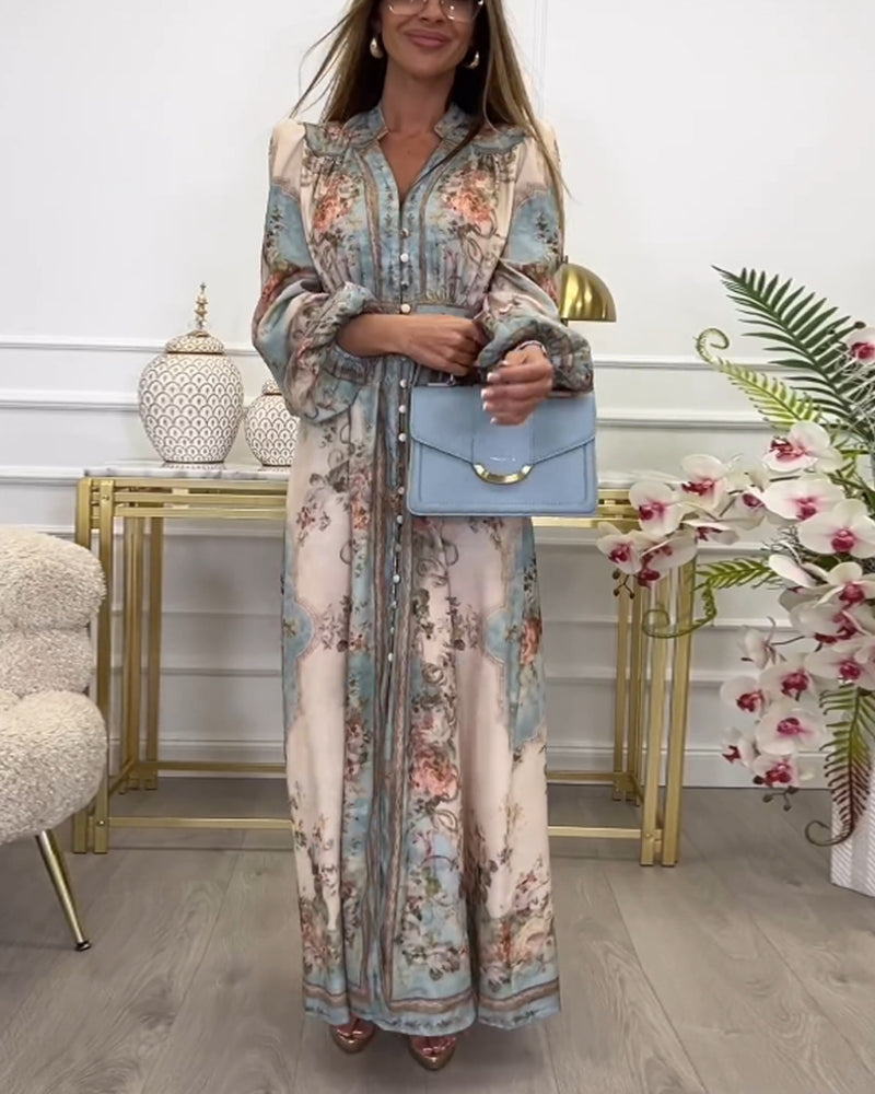 Myla | Long Dress with Buttoned Floral Print