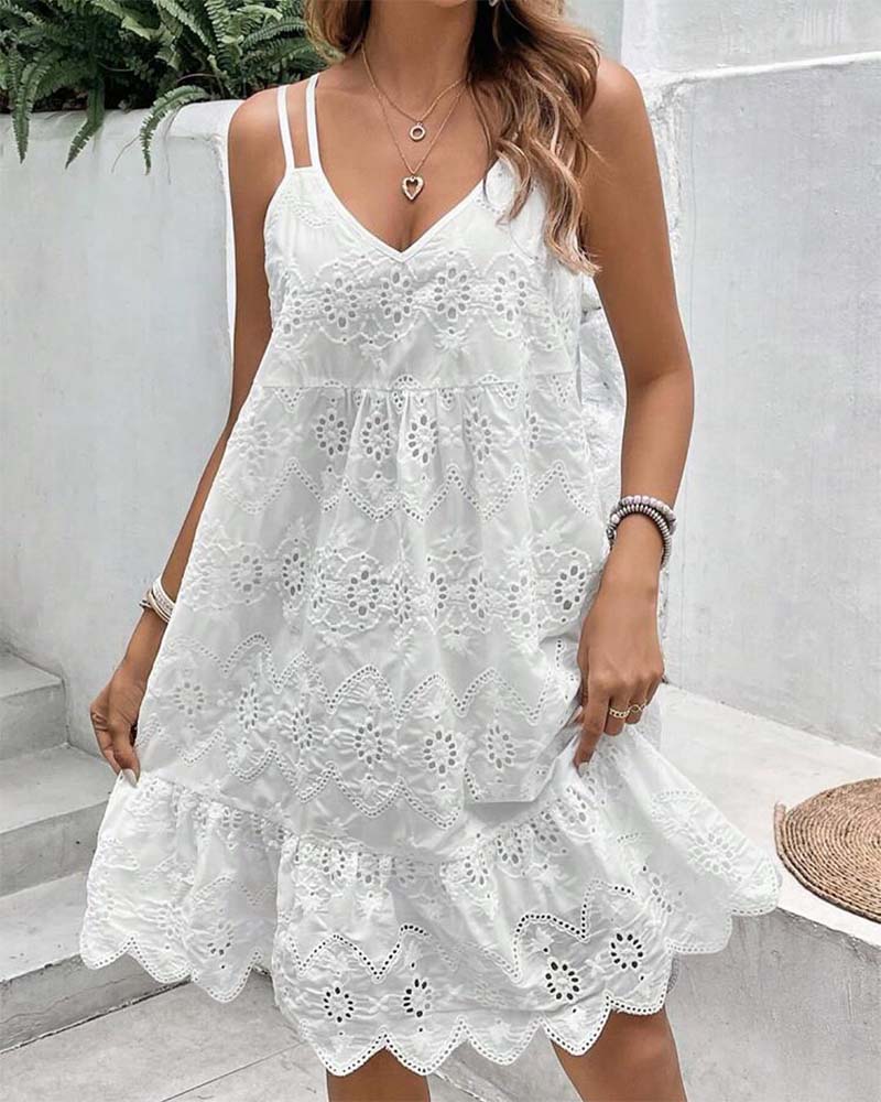 Myla | Hollow, Solid Color Strap Dress with Double Straps