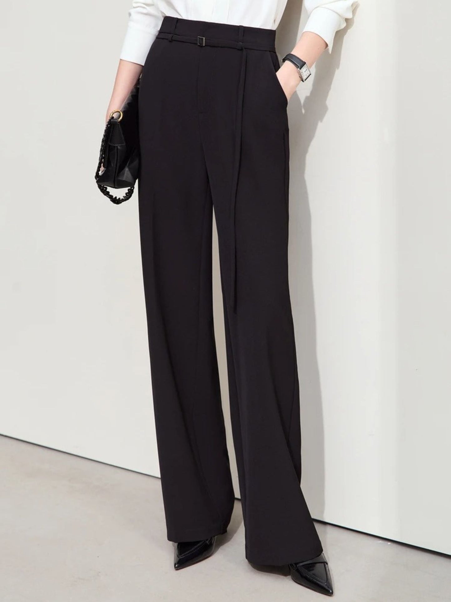 Loose Blazer and High-Waist Wide-Leg Pants Set