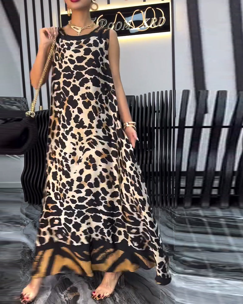 Myla | Dress Elegant Sleeveless Leopard Print