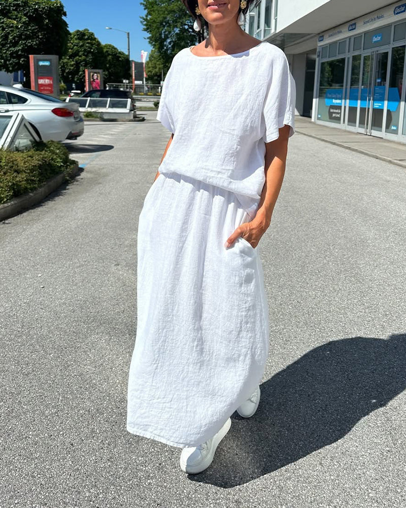 Myla | Set Solid Color Cotton and Linen Casual