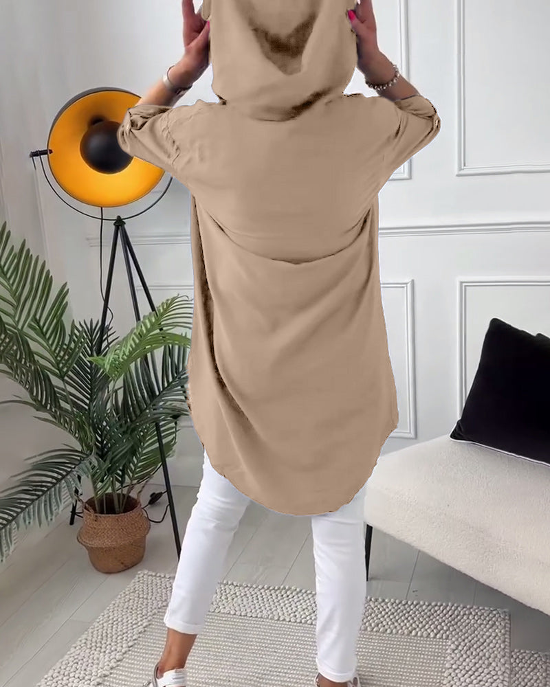 Myla | Coat with Hood and Button Letter Print