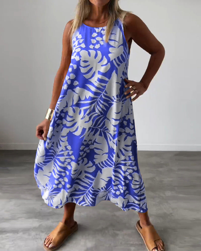 Myla | Casual, Sleeveless Dress with Leaf Pattern