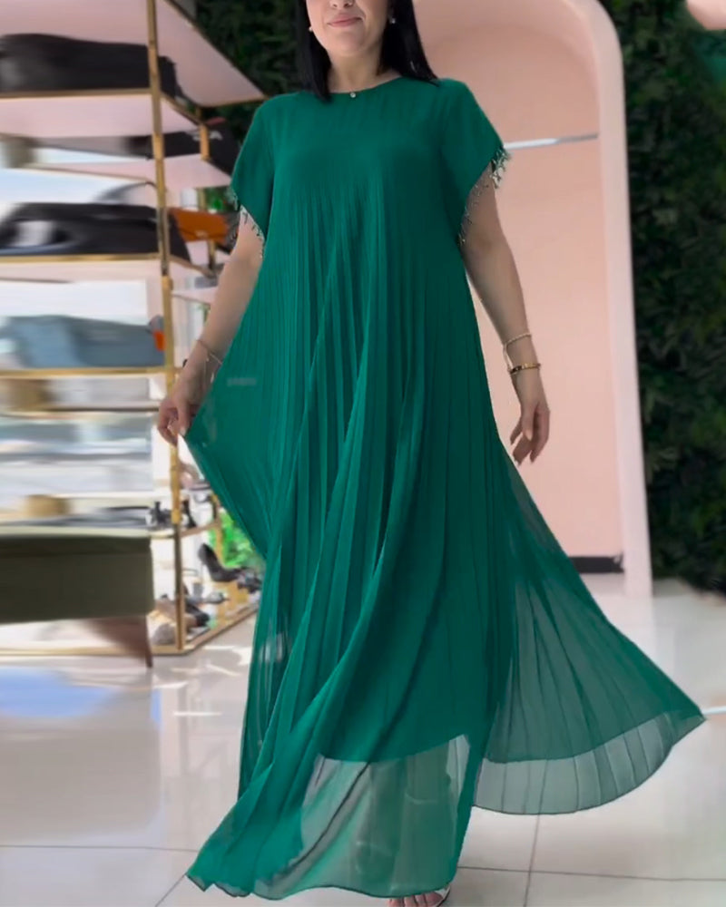Myla | Dress with Short Sleeves and Pleats