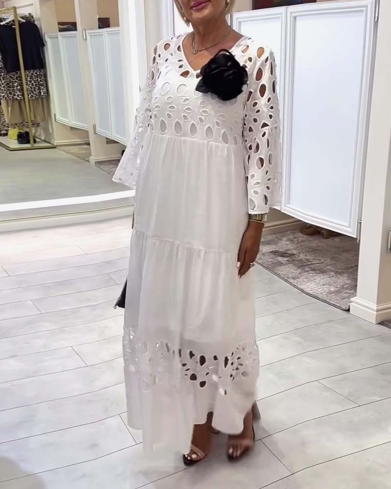 Myla | Dress Elegant Single-Color Lace Hole