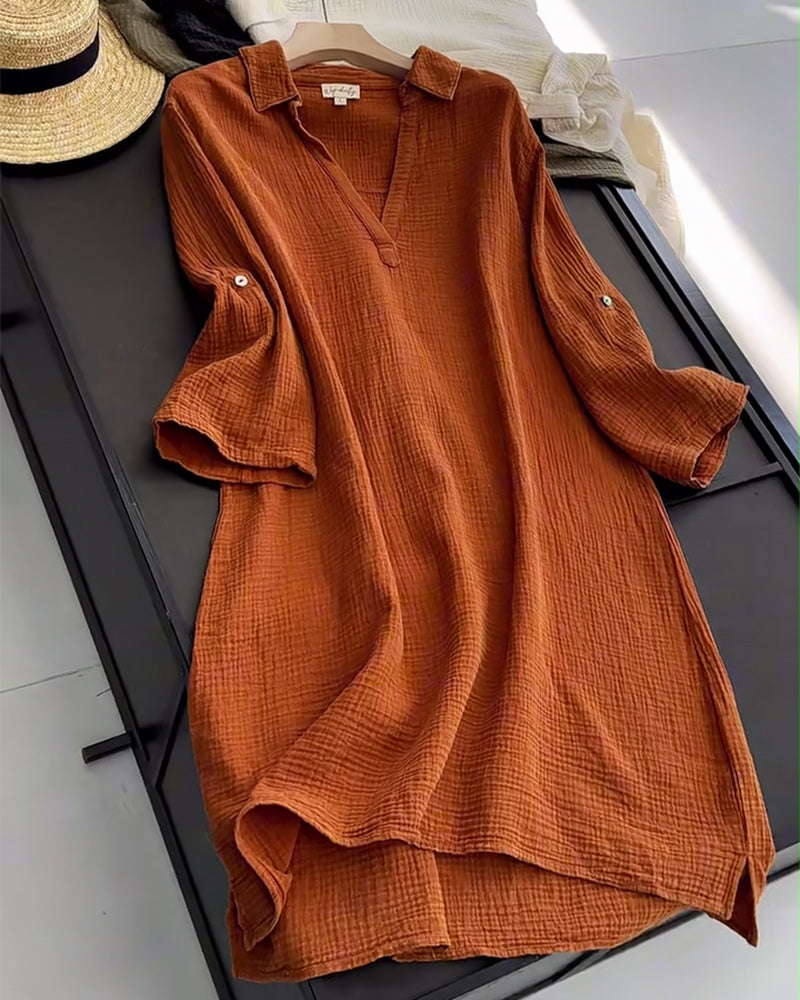 Myla | Dress Long Sleeve Solid Simple Collar