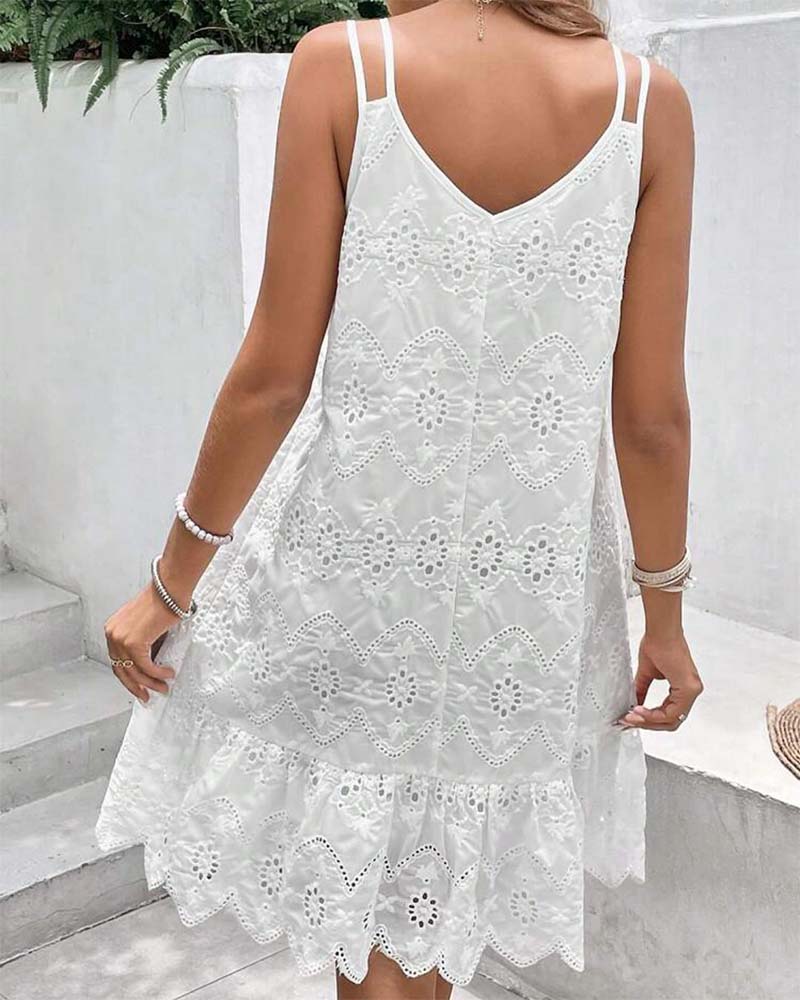 Myla | Hollow, Solid Color Strap Dress with Double Straps