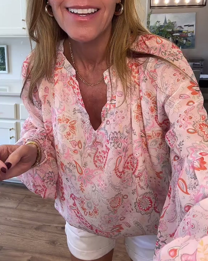 Myla | Blouse with Balloon Sleeves and Floral Pattern
