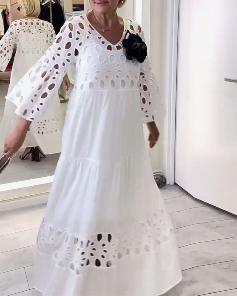 Myla | Dress Elegant Single-Color Lace Hole
