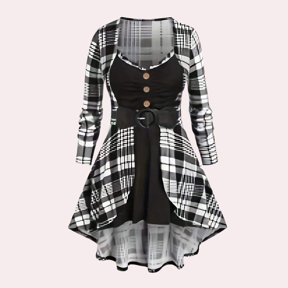 Myla | Checked Long Sleeve Spring Dress for Women