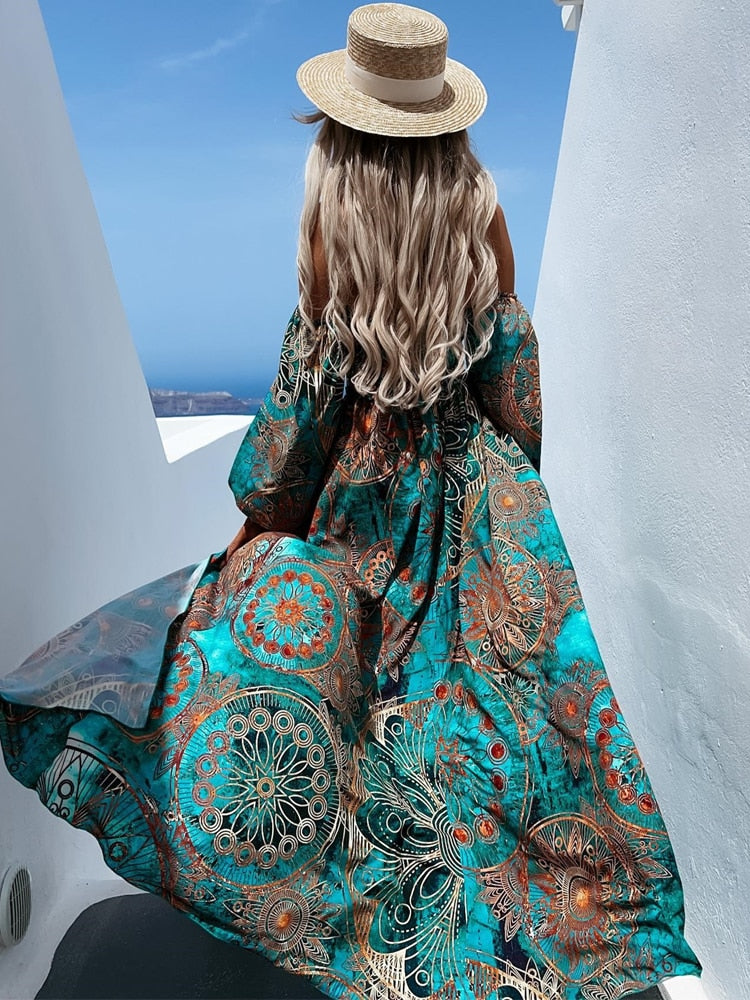 Myla | Boho Off Shoulder Maxi Dress with Effortless Style for Women