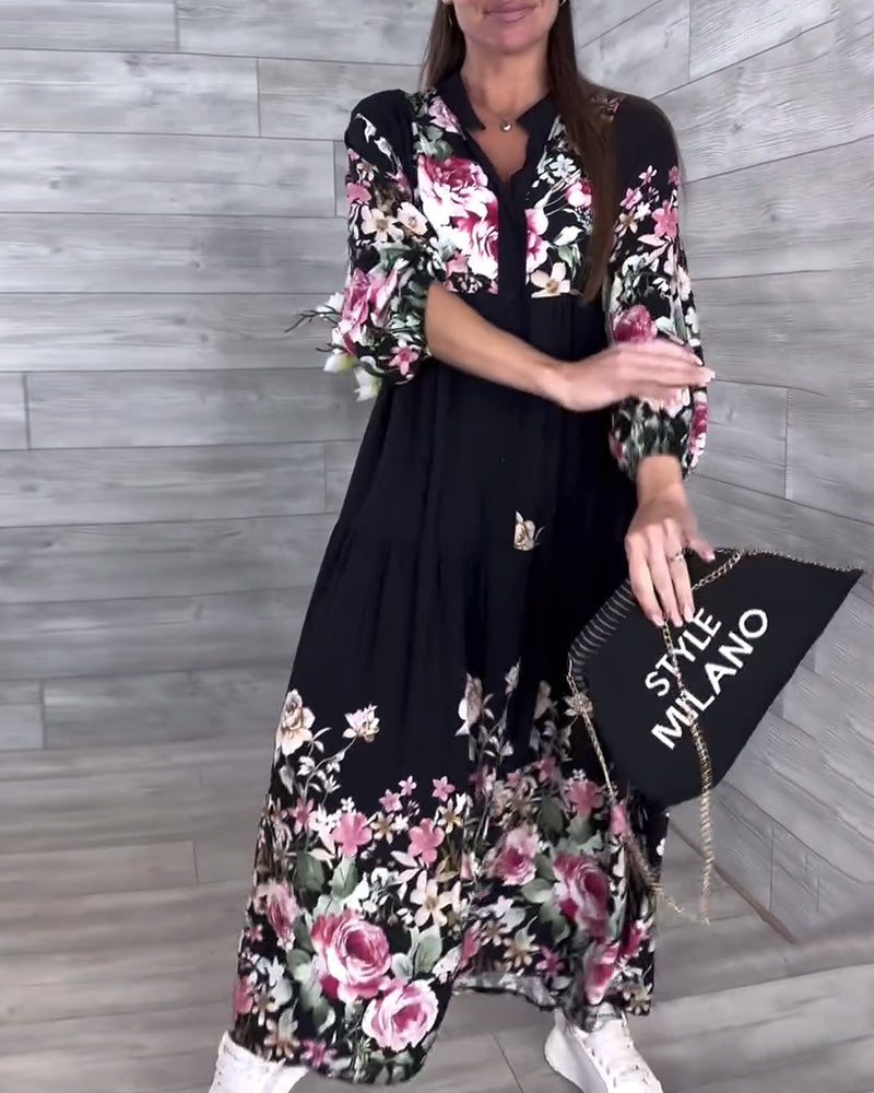 Myla | Dress Floral Pattern Casual Lantern Sleeves