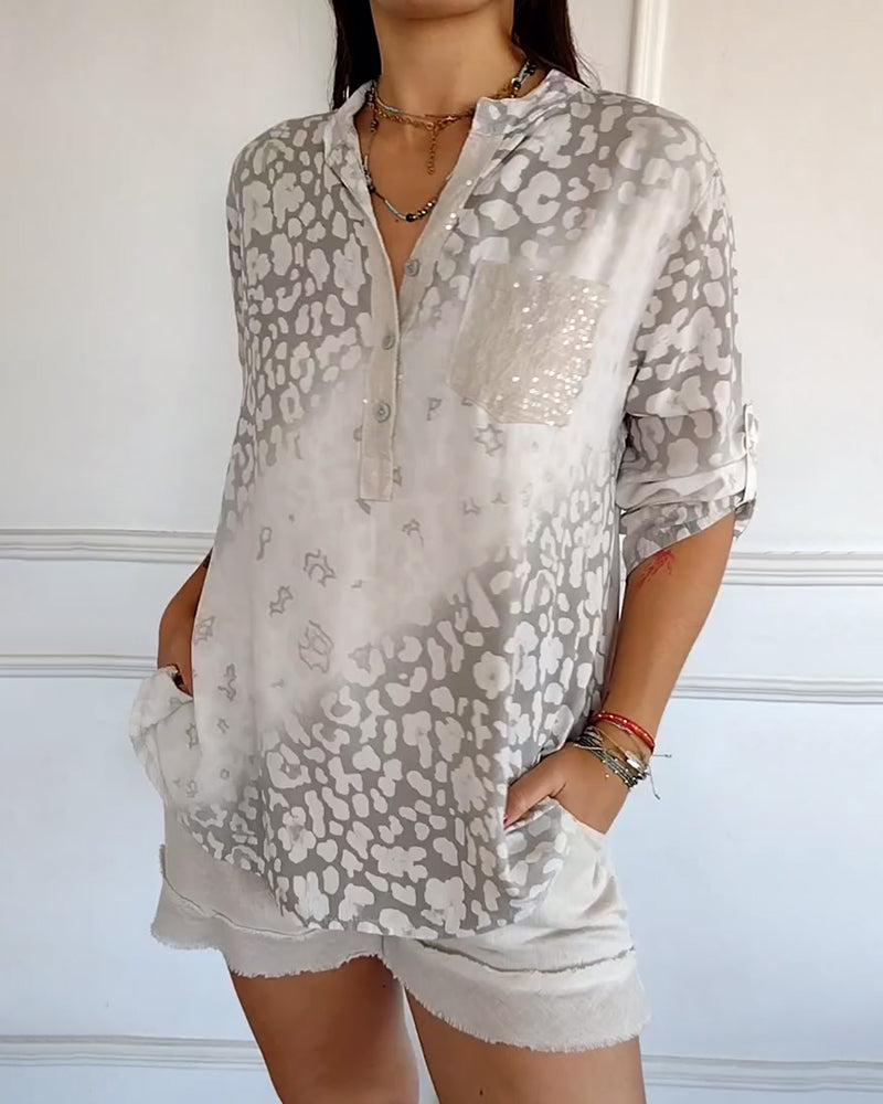 Myla | Blouse Casual Stand-Up Collar Printed