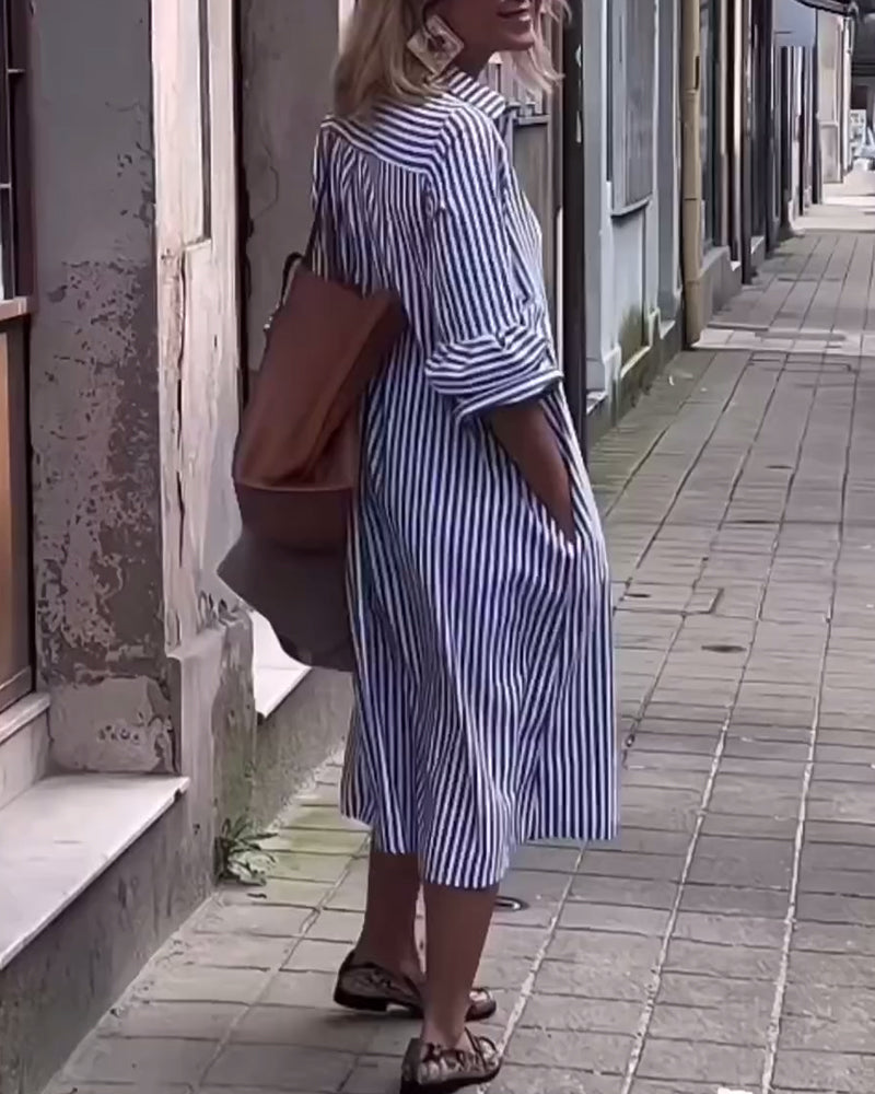 Myla | Striped Dress with Flap Pocket