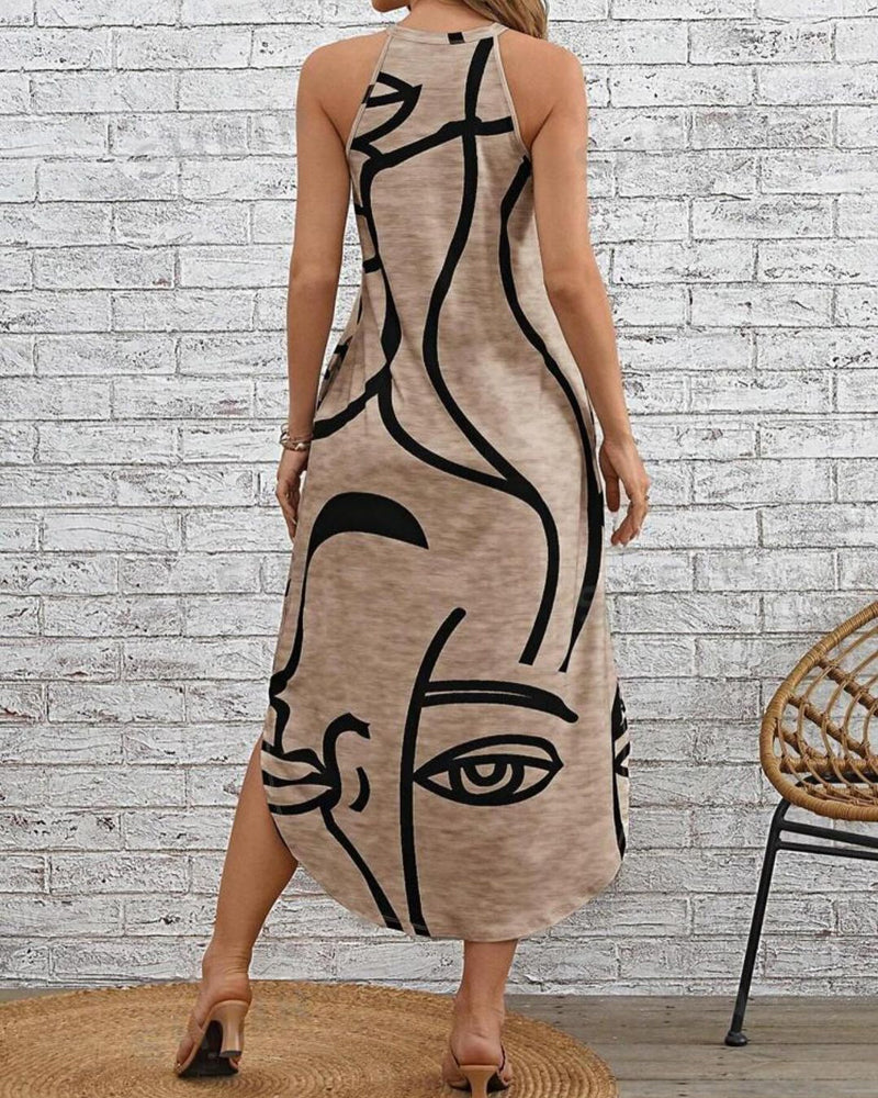Myla | Sleeveless, Elegant Dress with Face Print